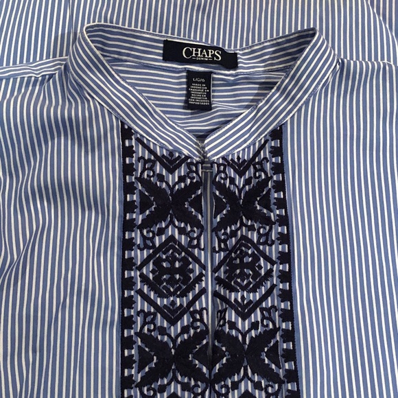 CHAPS | Chan Embroidered Stripe Tunic Top - Picture 5 of 8